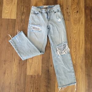 Pacsun Women's Light Wash Wide Leg Destroyed Denim Jeans Size 22 XS 00